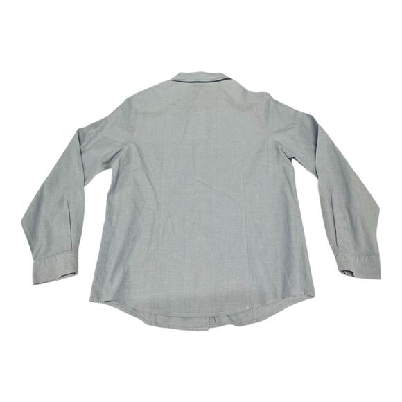 Susan Graver Women's M Blue Pearl Snaps Floral Embroidered Long Sleeve Shirt - Picture 9 of 9